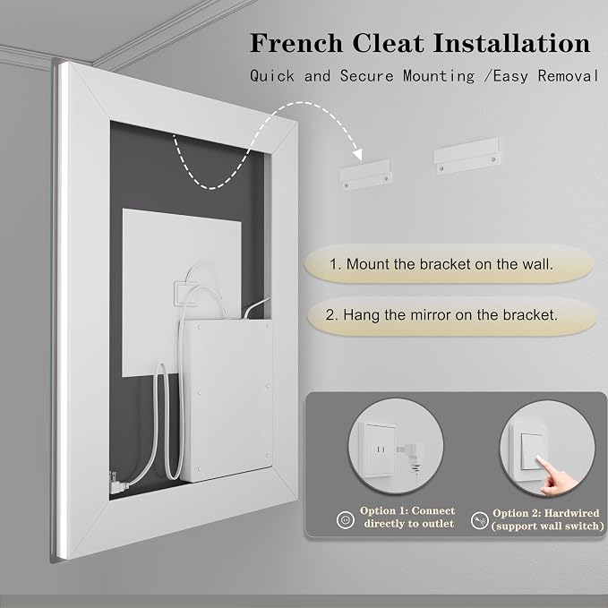 26x36 Inch LED Bathroom Mirror, Backlit and Front Lights | Dimmable Lighted Vanity Mirror for Wall, Anti-Fog, Memory, Shatter-Proof, ETL Listed (Horizontal/Vertical)