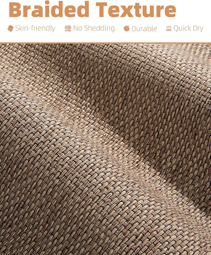 PADOOR Non-Slip Bath-Mats, Rubber-Backing Braided Absorbent Bathroom Mat Machine Washable Thin Bathroom Rugs Fit Under Door Quick Dry Bath Rugs for Floor, 17''x24'' Brown