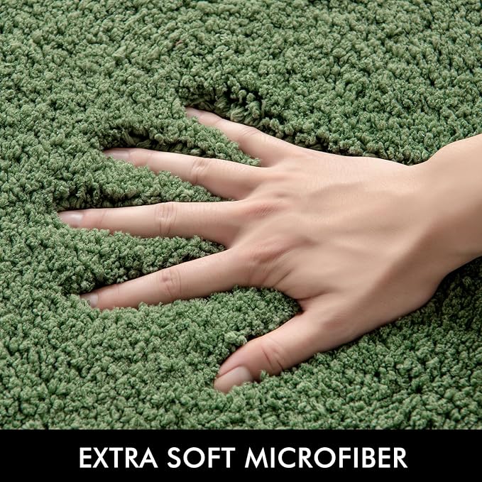 MIULEE Moss Green Bathroom Runner Rugs Soft Microfiber Bath Mat 24x60 Inch | Absorbent, Non Slip, Quick Dry, Fluffy Bath Rugs for Bathroom Floor Tub Showers, Machine Washable