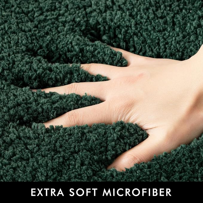 MIULEE Dark Green Bathroom Rugs Soft Small Microfiber Bath Mat 16x24 Inch | Absorbent, Non Slip, Quick Dry, Fluffy Bath Rugs for Bathroom Floor Tub Showers, Machine Washable