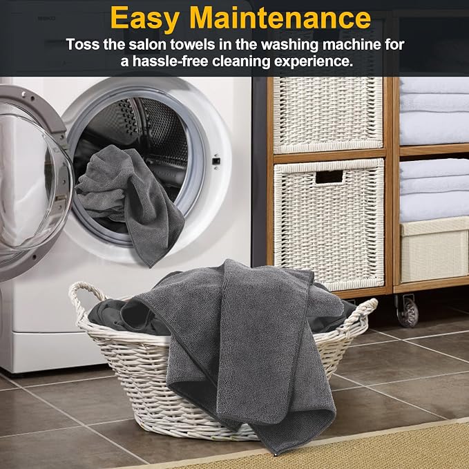 Salon Towels 2 Pack, Super Soft Microfiber Gym Towels | Highly Absorbent Hair-Drying Cloth for Gym, Bath, Spa Use and Home Beauty Care - Grey (16x29 inch)