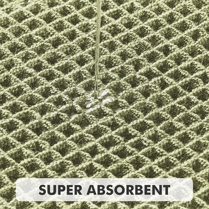 MIULEE Set of 2 Waffle Bathroom Rugs Sage Green Boho Bath Mat 18x30 in | Looped Design, Super Absorbent, Non Slip, Washable, Ultra Soft, Rubber Backed, Bathroom Mats for Floor Tub Shower