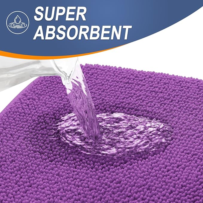 OLANLY Thick Memory Foam Bathroom Rugs 30x20, Absorbent Bath Mat, Purple | Soft Quick Dry Bath Rugs, Non-Slip, Machine Washable Carpet for Bathroom Floor, Tub and Shower, Home Decor Accessories