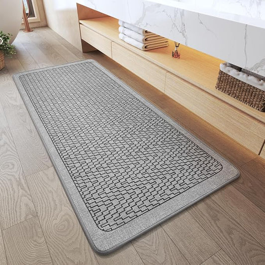 Bathroom Runner Rug, Long Thin Bath Mat Fit Under Door, Grey 24x48 | Quick Dry Absorbent, Rubber Backing Washable Large Bathmat, Shower Mat for Bathroom Floor, Tub and Outside Shower, Home Decor