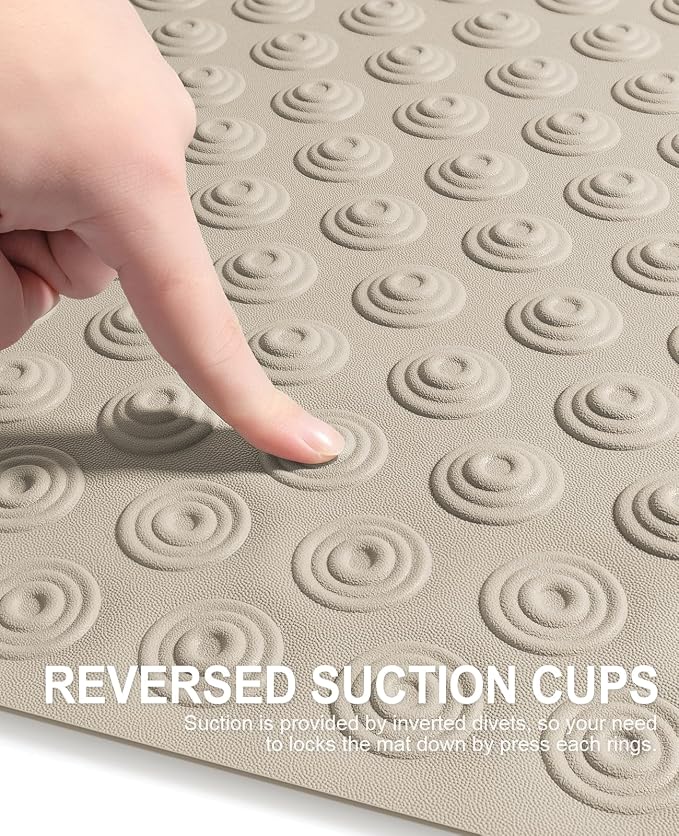 OTHWAY Bathtub Mat Non Slip, 39X16 inch Bath Mat for Tub, Machine Washable Bath Tub Mats with Reverse Suction Cups, Comfortable Rubber Bathtub Mat for Bathroom (Brown)