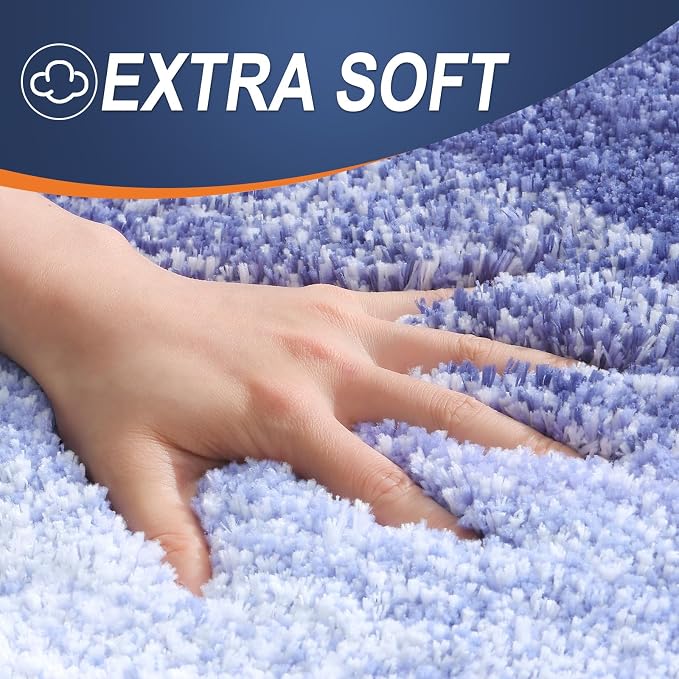 OLANLY Bathroom Runner Rug 44x24, Extra Soft Absorbent Microfiber Bath Rugs | Blue-Violet, Non-Slip Quick-Drying Rubber Backing, Washable Long Bath Mat for Floor, Tub and Shower, Home Decor