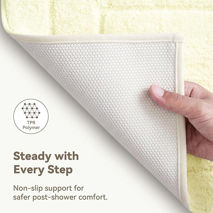 GRANNY SAYS Ivory Bathroom Rug 20" x 32", Non-Slip Microfiber Bath Mat | Ultra-soft, durable TPR backing for reliable grip, fast water absorption, machine washable for Vanity, Shower, Tub