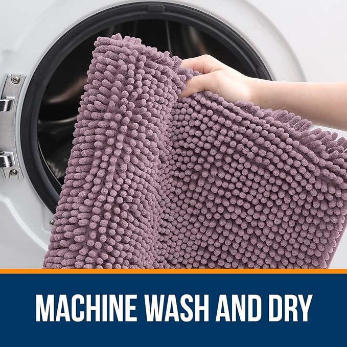 OLANLY Large Bathroom Rugs 70x46, Extra Soft Absorbent Chenille Bath Rugs | Deep Plum, Quick-Drying Rubber Backing, Machine Washable Bath Mat for Bathroom Floor, Tub and Shower, Home Decor Accessories