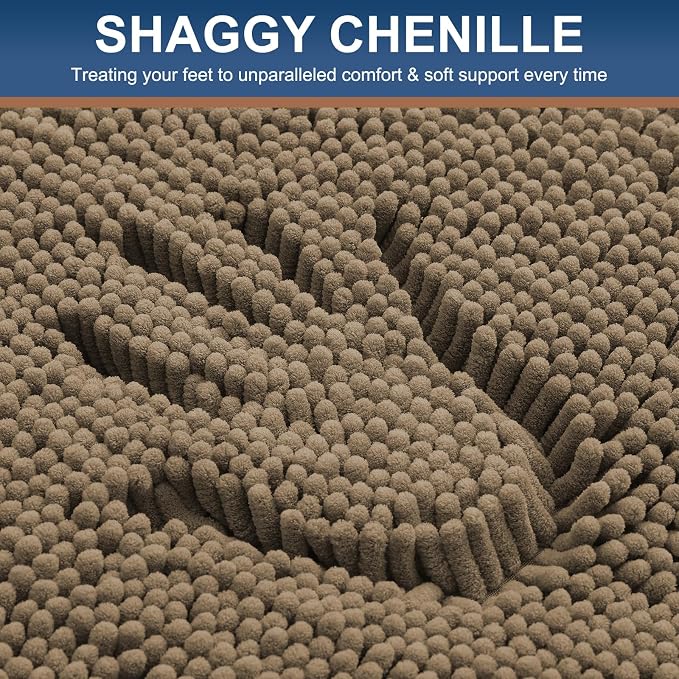 Smiry Bathroom Rugs 47X17, Luxury Chenille Extra Soft Absorbent Bath Mat | Camel, Machine Washable Non-Slip Plush Bath Mats for Bathroom, Tub, Shower, and Floor, Home Decor