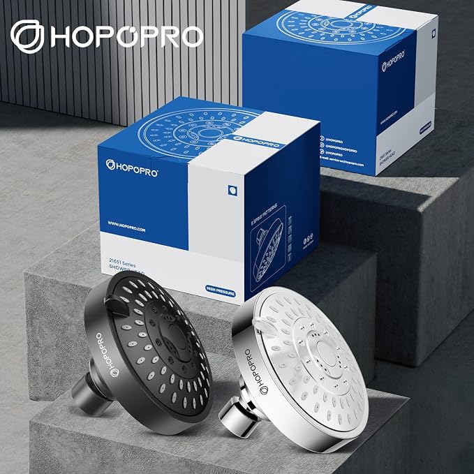 High Pressure Shower Head, HOPOPRO 5-Mode Fixed Showerhead, NBC Recommended | The Washington Post, NBC News, Today TV Show Recommended, Consumer Reports Tested High Flow Fixed Shower Head (4 Inch Silver)