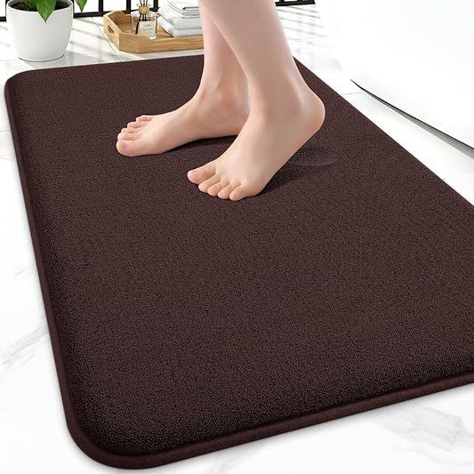 Smiry Memory Foam Bath Mat 24x16, Extra Soft Absorbent Bathroom Rugs | Brown Quick Dry, Machine Washable Bath Mats for Bathroom, Shower, Tub and Home Decor Accessories