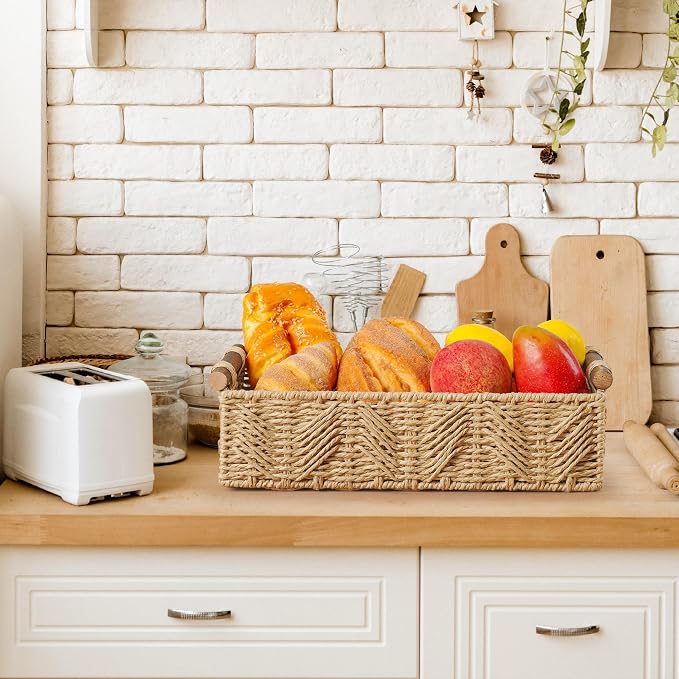Toilet Paper Storage Basket for Bathroom Countertop Baskets for Organizing | with Handle for Bathroom Bedroom Home Decor Small Basekt for Shelves Apartment Countertop Use,Beige