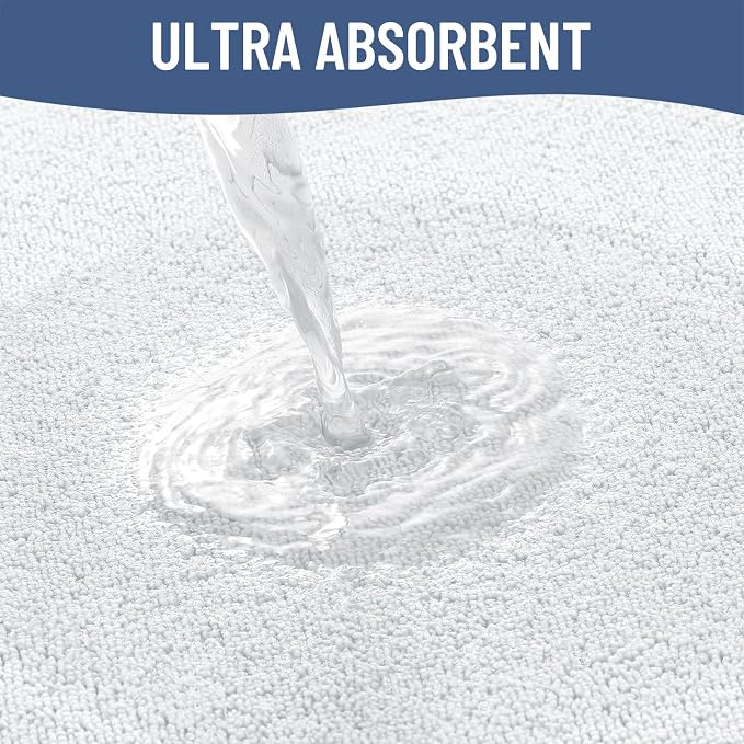 Smiry Memory Foam Bath Mat 24x16, Extra Soft Absorbent Bathroom Rugs | White Quick Dry, Machine Washable Bath Mats for Bathroom, Shower, Tub and Home Decor Accessories