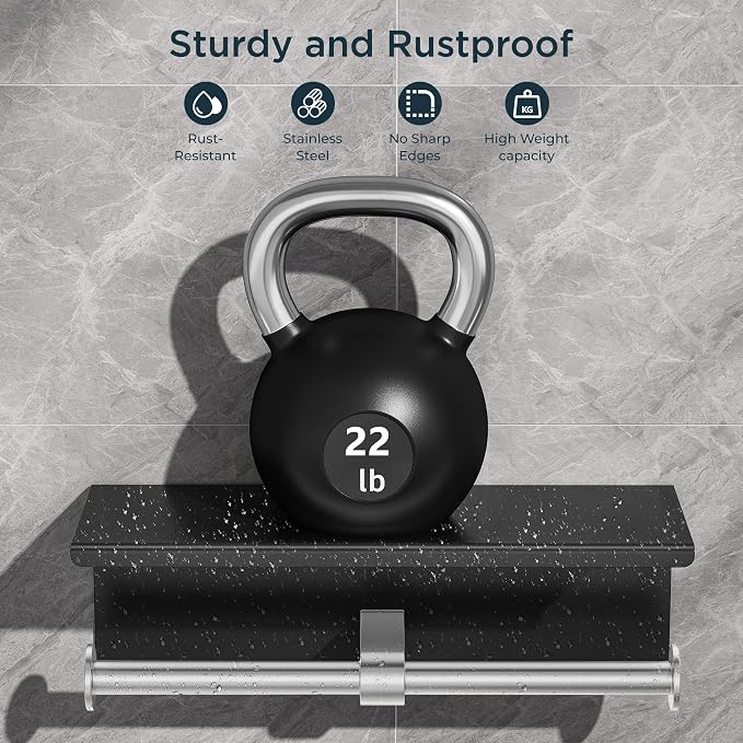 FORIOUS Toilet Paper Holder with Shelf, Commercial Toilet Paper Dispensers | Black & Brushed Nickel | Wall Mount Bathroom Tissue Holder | SUS304 Stainless Steel Rustproof | Double Tissue Roll Holder