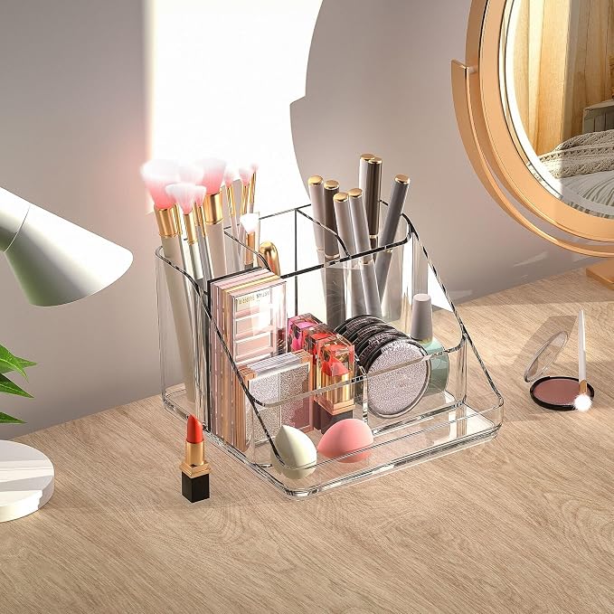 APLOP Makeup Organizer Tray, 6-Compartment Vanity Makeup Organizer for Jewelry, Hair Accessories, Bathroom Counter or Dresser