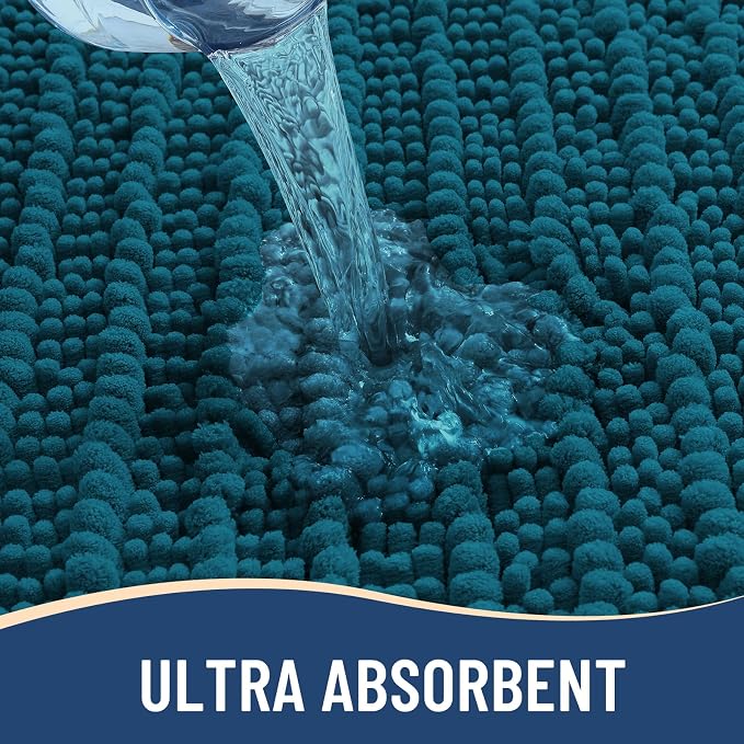 Arotive Bathroom Rugs Mat 34x21, Soft Absorbent Chenille Shaggy Bath Mat | Peacock Blue, Machine Wash Dry, Bath Rugs for Bathroom Floor, Tub and Shower, Home Decor Accessories