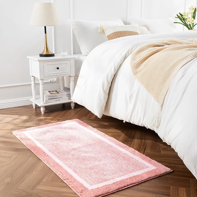 CozeCube Blossom Pink Bath Mat 32"x20" Non Slip Washable Rug | For Bathroom Non Slip, Fluffy Absorbent Microfiber Bath Mats Machine Wash, Stylish Cute Aesthetic Bathroom Rugs