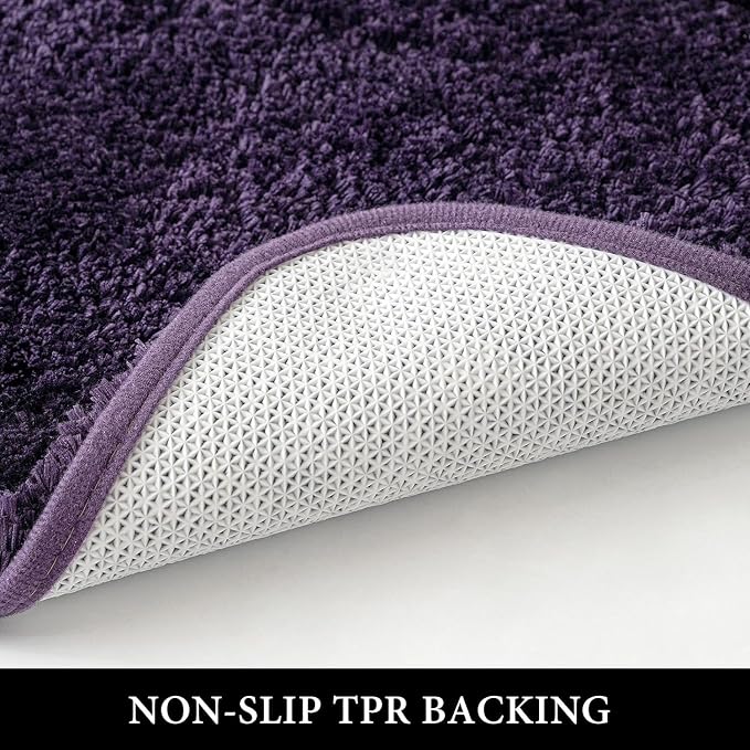 MIULEE Dark Purple Bathroom Runner Rugs Soft Microfiber Bath Mat 16x60 Inch | Absorbent, Non Slip, Quick Dry, Fluffy Bath Rugs for Bathroom Floor Tub Showers, Machine Washable