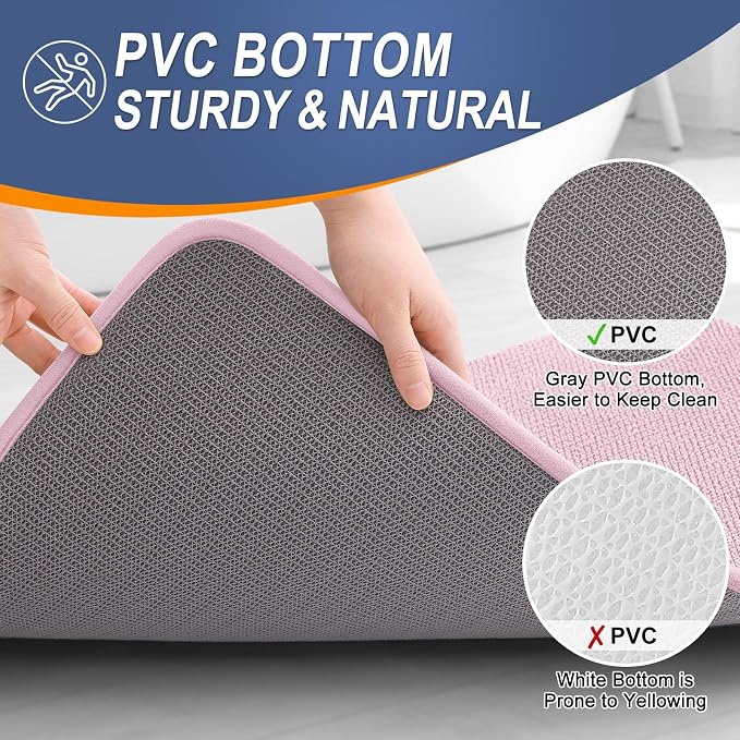 OLANLY Memory Foam Bathroom Runner Rugs 70x24, Long Bath Mats, Dusty Rose | Soft Quick Dry Bath Rugs, Non-Slip, Absorbent Machine Washable Mat for Bathroom Floor, Tub and Shower, Home Decor Accessories