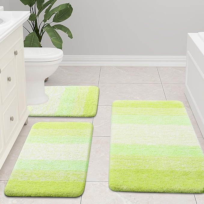 Arotive Microfiber Bathroom Rugs, Shaggy Soft Absorbent Bath Rug, 30x20 | LightGreen, Rubber Backing Thick Plush Machine Washable Dry Bath Mats for Bathroom, Tub and Shower, Rectangular