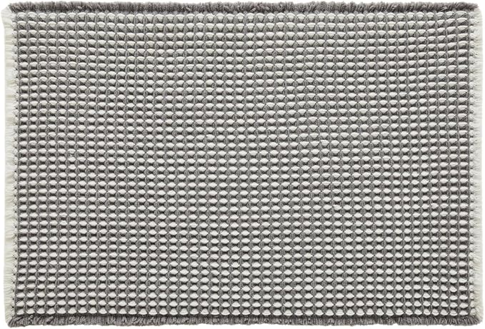 Triohero Waffle Bath Mat, Boho Bathroom Rugs Non Slip Washable, Ultra Soft Super Absorbent Quick Dry Farmhouse Bathroom Decor, 20" x 30", Grey & White