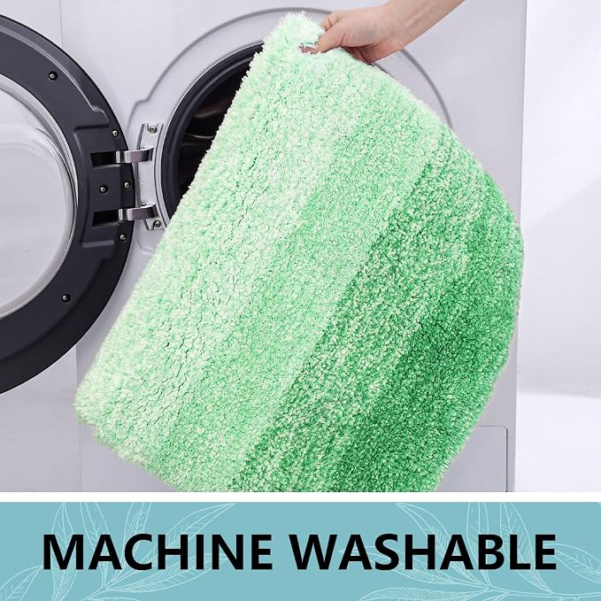 Arotive Microfiber Bathroom Rugs, Shaggy Soft Absorbent Bath Rug, 47x24 | Green, Rubber Backing Thick Plush Machine Washable Dry Bath Mats for Bathroom, Tub and Shower, Rectangular