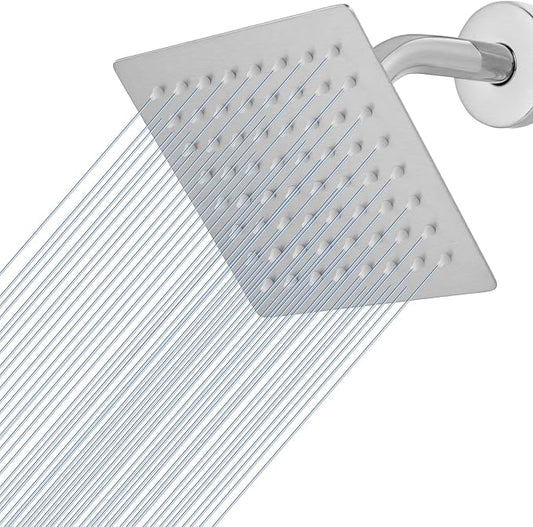 Voolan Rain Shower head, High Pressure Shower Head Made of 304 Stainless Steel, Relaxed Shower Experience Even at Low Water Flow and Pressure(6" Brushed Nickel)