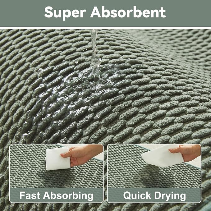 Triohero Small Bathroom Rugs Non Slip Washable Bath Rugs Super Absorbent Bathroom Rug Thin Quick Dry Low Pile Bath Mats, Sage Green 12"x12"