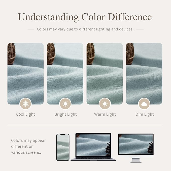 Jowels Blue Linen Fabric Shower Curtains for Bathroom, 72x78 | Long Size, Blue Linen Shower Curtains Set, Waterproof Washable Weighted Textile,Metal Hooks, Hotel Boho Farmhouse Decor