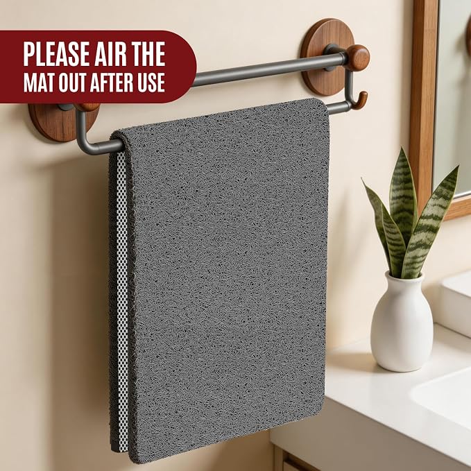 Shower Mat Bathtub Mat Non Slip, Bathmats Non Slip, Quick Drying Foot Scrubber Loofah Mats for Shower, Tub, Bathroom, Home, 47x16inch, Dark Grey