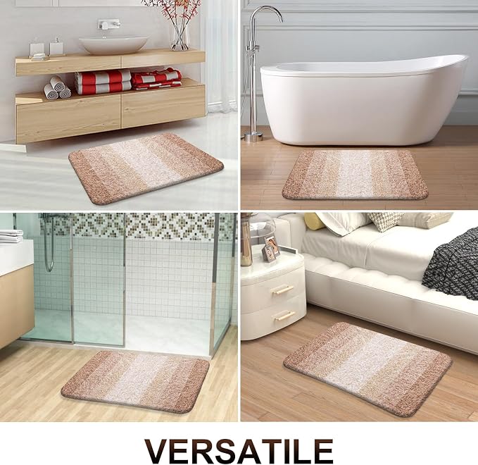 OLANLY Bathroom Runner Rug 40x24, Extra Soft Absorbent Microfiber Bath Rugs | Beige, Non-Slip Quick-Drying Rubber Backing, Machine Washable Long Bath Mat for Floor, Tub and Shower, Home Decor Accessories