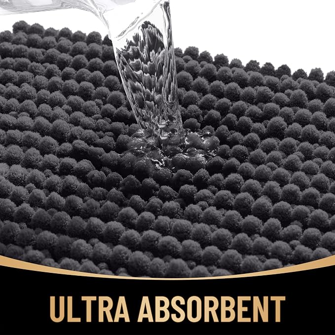 OLANLY Thick Chenille Large Bathroom Rugs Mats 70x46, Dark Grey | Soft Absorbent Bath Rugs, Rubber Backing, Machine Wash Dry, Bath Mats for Bathroom, Tub and Shower, Home Decor Accessories
