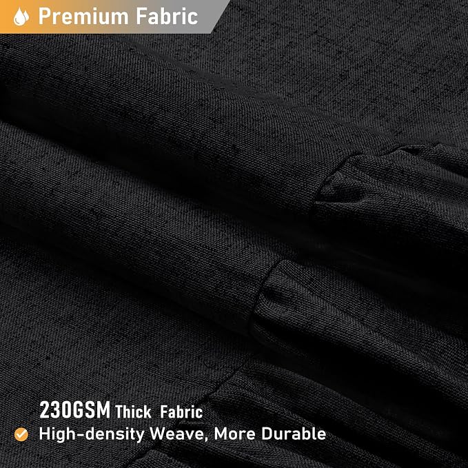 Extra Long Linen Ruffle Farmhouse Cloth Shower Curtain, 72x84, Black | Ruffle Hem, Heavy Duty Fabric, 12 Hooks, Elegant Drape, Shabby Chic Style, Bathroom Decor, Machine Washable, Easy To Install
