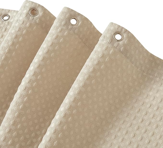 Madison Park Arbor Waffle Long Shower Curtain for Bathroom, 72 x 78, Beige | Adds Privacy, Machine Washable, Farmhouse, OEKO-TEX Certified Bathroom Curtain, 3M Scotchgard Moisture Management