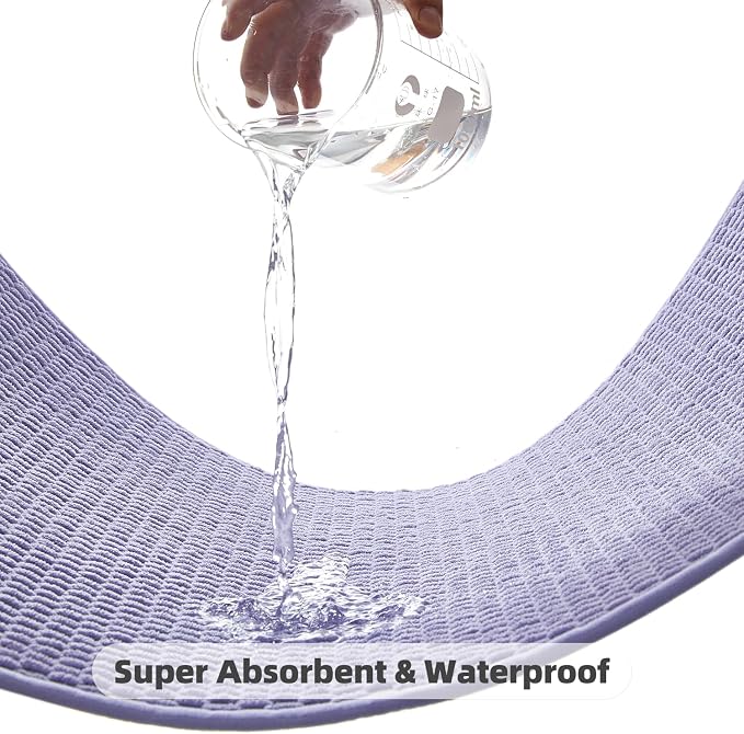 TYUU Bathroom Rugs Non Slip Washable, Super Absorbent Thin Bath Mat Quick Dry Low Pile Bathroom Rug, Lavender 24"x36"
