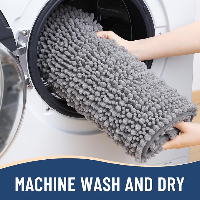 Arotive Bathroom Rugs Mat 40x24, Soft Absorbent Chenille Shaggy Bath Mat | Grey, Machine Wash Dry, Bath Rugs for Bathroom Floor, Tub and Shower, Home Decor Accessories