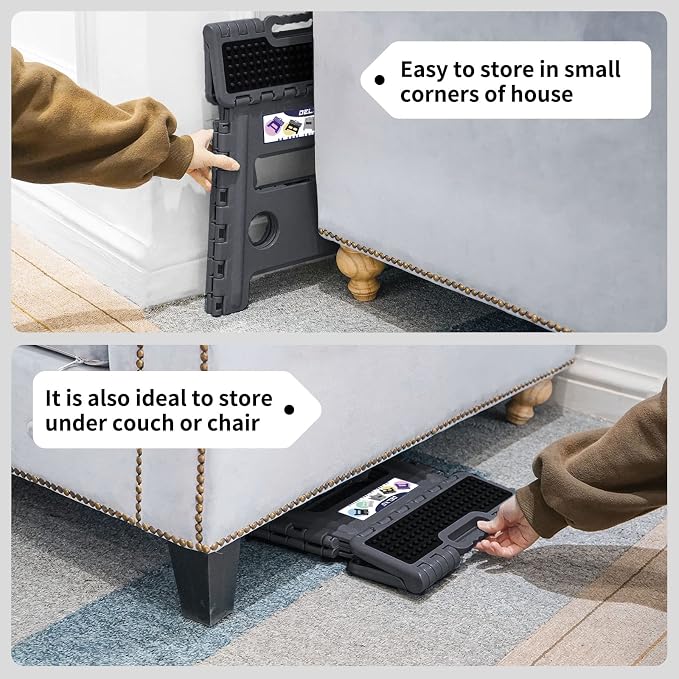 Delxo Folding Step Stool 13 Inch,300 Lbs Step Stool for Adults Dark Grey | Foldable Step Stool 13",Non-Slip Foot Stools with Handle,Lightweight Collapsible stools for Kitchen,Bathroom,Bedroom,Garden