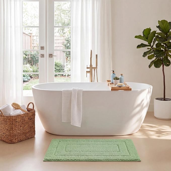 GRANNY SAYS Sage Green Bathroom Rug 20" x 32", Non-Slip Bath Mat | Ultra-soft, durable TPR backing for reliable grip, fast water absorption, machine washable for Vanity, Shower, Tub