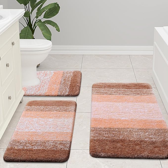 Arotive Microfiber Bathroom Rugs, Shaggy Soft Absorbent Bath Rug, 47x24 | Orange, Rubber Backing Thick Plush Machine Washable Dry Bath Mats for Bathroom, Tub and Shower, Rectangular