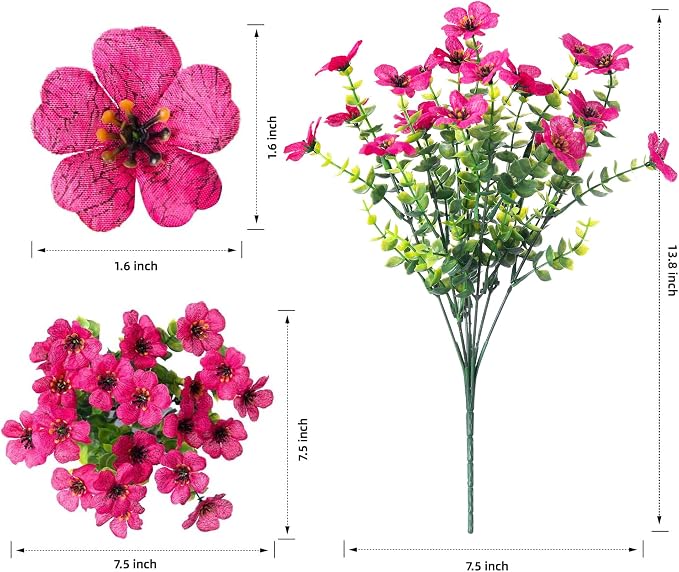 florisso Artificial Flowers for Outdoors Daisy 12 Bundles for Home Decor | Faux Flower Fake Plants Outside Decoration with Eucalyptus UV Resistant for Planter Porch Patio Yard Garden Colorful