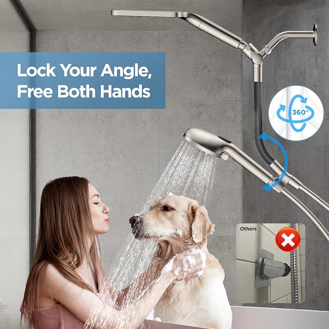 MakeFit Dual Filtered Rain Shower Head Combo, High Pressure Handheld Shower Head with Adjustable Bar - Rainfall Shower Head And Showerhead with Filter for Hard Water - Removes Chlorine