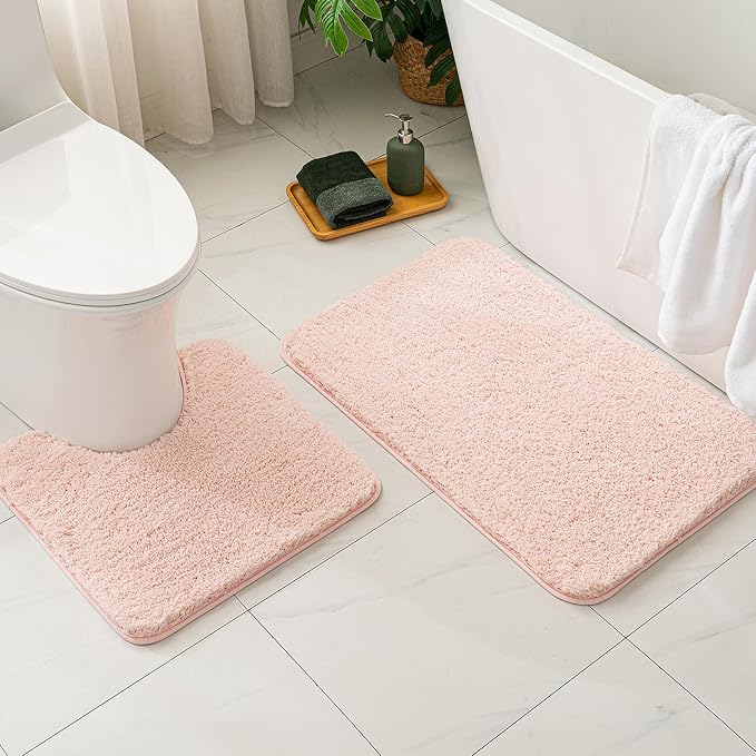 MIULEE Blush Large Bathroom Rugs Soft Microfiber Bath Mat 24x36 Inch | Absorbent, Non Slip, Quick Dry, Fluffy Bath Rugs for Bathroom Floor Tub Showers, Machine Washable