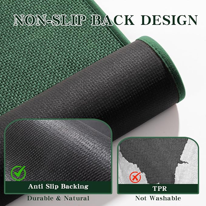 Bathroom Rugs Mat 32x17, Ultra Thin Non Slip Bath Mat Quick Dry Absorbent Bath Mat for Bathroom Floor, (Green, 32"x17")