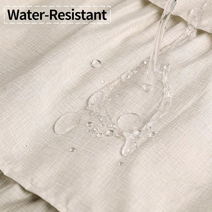 Khaki Ruffle Shower Curtain Farmhouse Rustic Fabric Cloth Shower Curtains | Waterproof Shower Curtain Luxury Weighted 72" x 72" for Bathroom