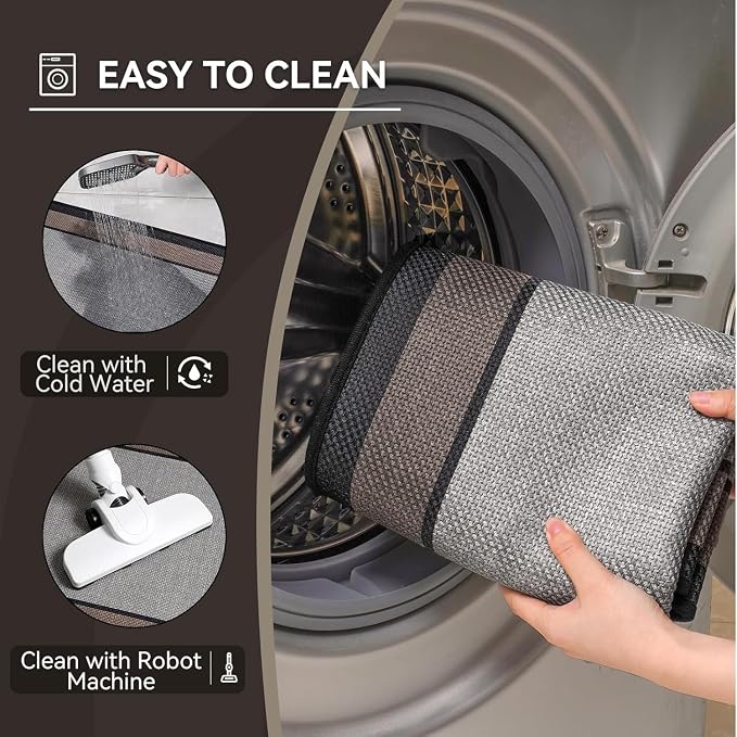 Bathroom Runner Rug, Long Thin Bath Mat Fit Under Door, Grey 24x48 | Quick Dry Absorbent, Rubber Backing Washable Large Bathmat, Shower Mat for Bathroom Floor, Tub and Outside Shower