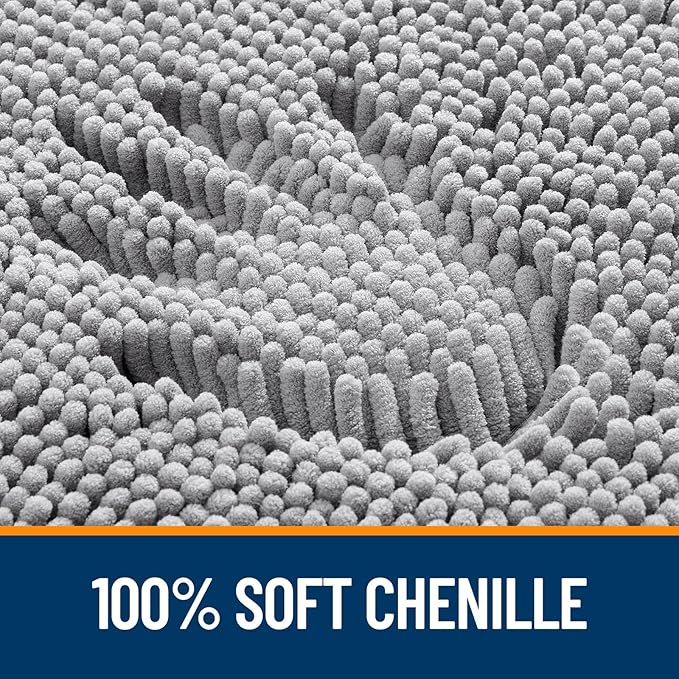 OLANLY Bathroom Runner Rugs 70x24, Extra Soft Absorbent Chenille Bath Rugs | Grey, Quick-Drying Rubber Backing, Machine Washable Long Bath Mat for Bathroom Floor, Tub and Shower, Home Decor Accessories