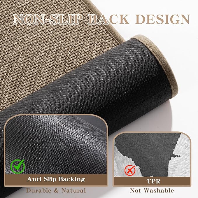 Bathroom Rugs Mat 59x25, Ultra Thin Non Slip Bath Mat Large Quick Dry Absorbent Bath Mat for Bathroom Floor, (Dark Beige, 59"x25")