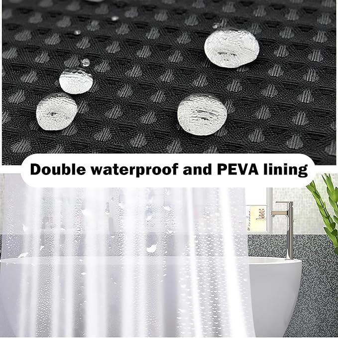 23 PCS Black Bathroom Accessories Set丨Shower Curtain Bathroom Accessory | All-in-One Kit with Shower Curtain,Trash Can,Toothbrush Holder,Toilet BrushSoap Dispenser,Toothbrush Cup,etc for Home