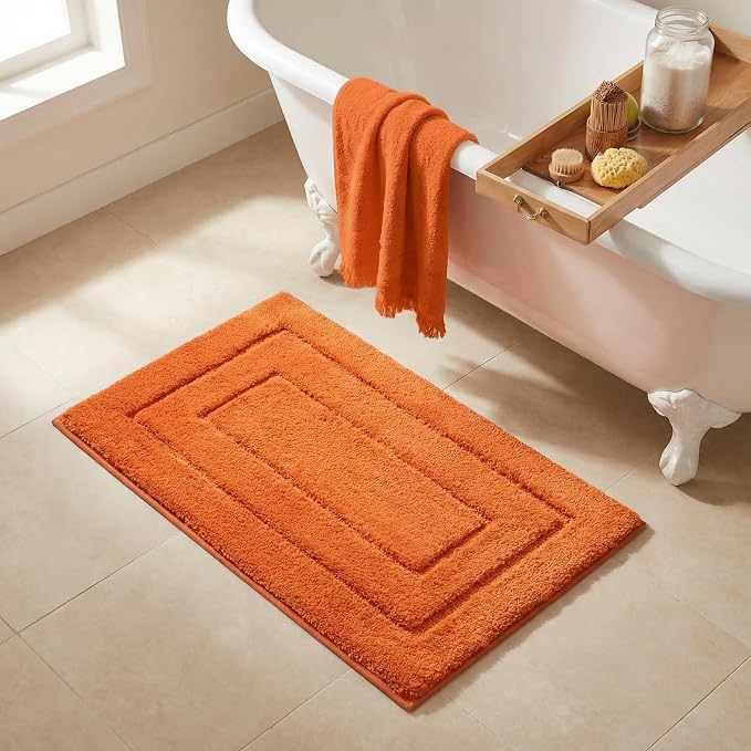 GRANNY SAYS Orange Bathroom Rug 16" x 24", Non-Slip Microfiber Bath Mat | Ultra-soft, with durable TPR backing for reliable grip, fast water absorption, machine washable for small bathroom spaces