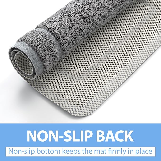 Hargiis Non-Slip Bathtub Mat, Anti Slip Shower Mat, Fast Drying Bathtub Mats, Upgraded Foot Scrubber Mat, Anti Slip Mat for Tub, Floor, Bathroom, Kitchen, Hotel (Grey 24"×16")